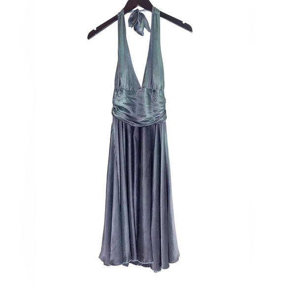 Rose & Lula 100% Silk Metallic Iridescent Marylyn Monroe Halter Dress Size 4 - Picture 1 of 16